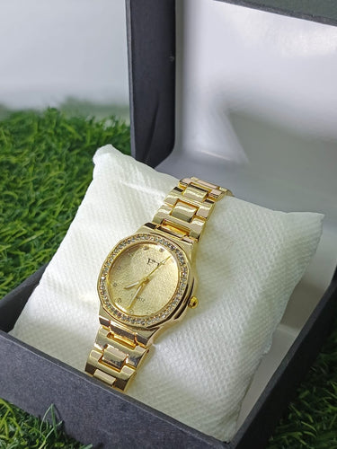 F-Line Classic Gold Crystal Quartz Watch