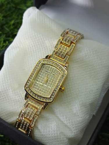 News Time Luxury Gold Crystal Watch