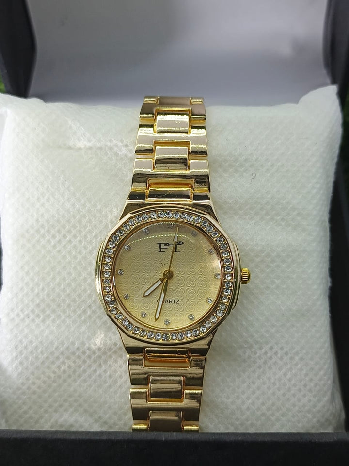 F-Line Classic Gold Crystal Quartz Watch